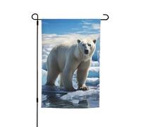 Drapeau de jardin 30,5 x 45,7 cm, double face pour le printemps et l'été, bannière de cour, ours polaire, glace, petit drapeau saisonnier pour les vacances, décoration extérieure