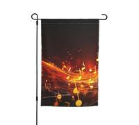 Drapeau de jardin 30,5 x 45,7 cm, double face pour le printemps et l'été, bannière de cour rouge flamme note de musique petit drapeau saisonnier vacances décoration extérieure