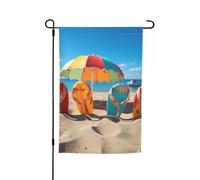 Drapeau de jardin 30,5 x 45,7 cm, double face pour le printemps et l'été, bannière de drapeau de cour, tongs colorées, ballon de plage, petit drapeau saisonnier, vacances, décoration extérieure