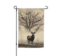 Drapeau de jardin 30,5 x 45,7 cm, double face pour le printemps et l'été, bannière de jardin abstraite arbre élan image petit drapeau saisonnier vacances décoration extérieure