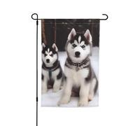 Drapeau de jardin 30,5 x 45,7 cm, double face pour le printemps et l'été, bannière de jardin adorable Huskies, petit drapeau saisonnier pour les vacances, décoration extérieure