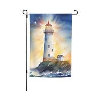 Drapeau de jardin 30,5 x 45,7 cm, double face pour le printemps et l'été, bannière de jardin aquarelle phare fantaisie léger petit drapeau saisonnier vacances décoration extérieure