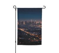 Drapeau de jardin 30,5 x 45,7 cm, double face pour le printemps et l'été, bannière de jardin avec horizon de Los Angeles, petit drapeau saisonnier pour les vacances et l'extérieur