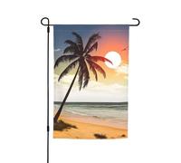 Drapeau de jardin 30,5 x 45,7 cm, double face pour le printemps et l'été, bannière de jardin avec palmier sur la plage, petit drapeau saisonnier pour les vacances, décoration extérieure