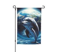 Drapeau de jardin 30,5 x 45,7 cm, double face pour le printemps et l'été, bannière de jardin dauphin, terre, petit drapeau saisonnier pour les vacances, décoration extérieure