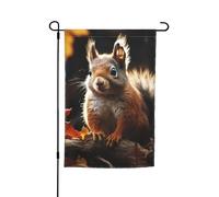 Drapeau de jardin 30,5 x 45,7 cm, double face pour le printemps et l'été, bannière de jardin écureuil dans les bois, petit drapeau saisonnier pour les vacances, décoration extérieure