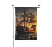Drapeau de jardin 30,5 x 45,7 cm, double face pour le printemps et l'été, bannière de jardin fantaisie, bateau de pirate, petit drapeau saisonnier pour les vacances, décoration extérieure