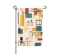 Drapeau de jardin 30,5 x 45,7 cm, double face pour le printemps et l'été, bannière de jardin moderne du milieu du siècle, petit drapeau saisonnier pour les vacances, décoration extérieure