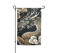 Drapeau de jardin 30,5 x 45,7 cm, double face pour le printemps et l'été, bannière de jardin motif dragon oriental noir, petit drapeau saisonnier pour les vacances, décoration extérieure