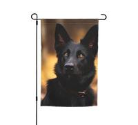 Drapeau de jardin 30,5 x 45,7 cm, double face pour le printemps et l'été, bannière de jardin noir, berger allemand, petit drapeau saisonnier pour les vacances, décoration extérieure