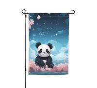 Drapeau de jardin 30,5 x 45,7 cm, double face pour le printemps et l'été, bannière de jardin panda rose, petit drapeau saisonnier pour les vacances, décoration extérieure
