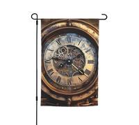 Drapeau de jardin 30,5 x 45,7 cm, double face pour le printemps et l'été, bannière de jardin Steampunk Horloge Petit drapeau saisonnier Décoration extérieure
