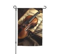 Drapeau de jardin 30,5 x 45,7 cm, double face pour le printemps et l'été, bannière de violon et livre, petit drapeau saisonnier pour décoration extérieure