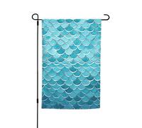 Drapeau de jardin 30,5 x 45,7 cm, double face pour le printemps et l'été, bannière décorative bleue, vagues squama, écailles de sirène, petit drapeau saisonnier pour les vacances, décoration