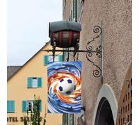 Drapeau de jardin 30,5 x 45,7 cm, double face pour le printemps et l'été, bannière décorative de cour, ballon de football en tourbillons bleus et blancs, petit drapeau saisonnier pour décoration