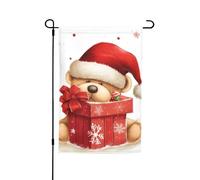 Drapeau de jardin 30,5 x 45,7 cm, double face pour le printemps et l'été, bannière décorative de cour, chapeau de Père Noël, cadeau et joyeux Noël, petit drapeau saisonnier de vacances, décoration