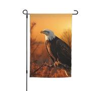 Drapeau de jardin 30,5 x 45,7 cm, double face pour le printemps et l'été, bannière décorative de cour, coucher de soleil doré, aigle chauve, petit drapeau saisonnier pour les vacances et la décoration