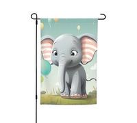Drapeau de jardin 30,5 x 45,7 cm, double face pour le printemps et l'été, bannière décorative de cour, joli éléphant, petit drapeau saisonnier pour les vacances, décoration extérieure