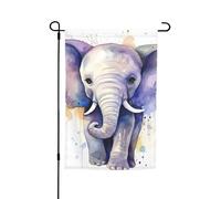 Drapeau de jardin 30,5 x 45,7 cm, double face pour le printemps et l'été, bannière décorative mignonne éléphant aquarelle petit drapeau saisonnier vacances décoration extérieure