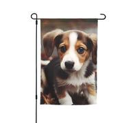 Drapeau de jardin 30,5 x 45,7 cm, double face pour le printemps et l'été, bannière décorative pour cour - Chien mignon - Petit drapeau saisonnier - Décoration extérieure