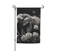 Drapeau de jardin 30,5 x 45,7 cm, double face pour le printemps et l'été, bannière d'éléphant et de papillon, petit drapeau saisonnier pour les vacances, décoration extérieure