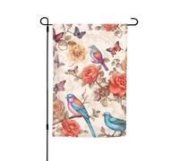 Drapeau de jardin 30,5 x 45,7 cm, double face pour le printemps et l'été, bannière romantique fantaisie, floral, oiseaux, papillon, petit drapeau saisonnier pour les vacances, décoration extérieure