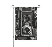 Drapeau de jardin 30,5 x 45,7 cm, double face pour le printemps et l'été - Bannière vintage d'appareil photo - Petit drapeau saisonnier - Décoration extérieure