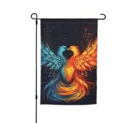 Drapeau de jardin 30,5 x 45,7 cm, double face pour le printemps et l'été, phénix de feu et d'eau, petit drapeau saisonnier pour les vacances, décoration extérieure