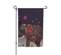 Drapeau de jardin 30,5 x 45,7 cm, double face pour printemps et été, bannière colorée tribale, floral, éléphant, petit drapeau saisonnier, vacances, décoration extérieure