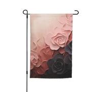 Drapeau de jardin 30,5 x 45,7 cm, double face pour printemps et été, bannière de cour, bannière de couleur rose, rose poudré et noir, petit drapeau saisonnier pour les vacances, décoration extérieure