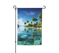 Drapeau de jardin 30,5 x 45,7 cm, double face pour printemps et été, bannière de cour belle île dans la mer, petit drapeau saisonnier pour les vacances et la décoration extérieure