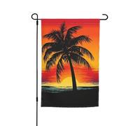 Drapeau de jardin 30,5 x 45,7 cm, double face pour printemps et été, bannière de cour, coucher de soleil, palmier, petit drapeau saisonnier pour les vacances, décoration extérieure