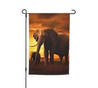 Drapeau de jardin 30,5 x 45,7 cm, double face pour printemps et été, bannière de cour, coucher de soleil, parent-enfant, éléphant, petit drapeau saisonnier pour les vacances, décoration extérieure