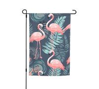 Drapeau de jardin 30,5 x 45,7 cm, double face pour printemps et été, bannière de cour, flamant rose, feuilles de palmier, petit drapeau saisonnier, vacances, décoration extérieure