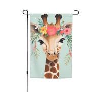 Drapeau de jardin 30,5 x 45,7 cm, double face pour printemps et été, bannière de cour girafe avec petit drapeau saisonnier pour les vacances et l'extérieur