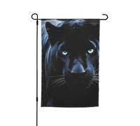 Drapeau de jardin 30,5 x 45,7 cm, double face pour printemps et été, bannière de cour panthère avec yeux bleus, petit drapeau saisonnier pour les vacances, décoration extérieure