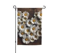 Drapeau de jardin 30,5 x 45,7 cm, double face pour printemps et été, bannière de fleurs de marguerites sur planche en bois, petit drapeau saisonnier pour les vacances, décoration extérieure