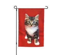 Drapeau de jardin 30,5 x 45,7 cm, double face pour printemps et été, bannière de jardin beau chat petit drapeau saisonnier vacances décoration extérieure