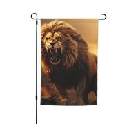 Drapeau de jardin 30,5 x 45,7 cm, double face pour printemps et été, bannière de jardin en colère, lion rugissant, petit drapeau saisonnier pour les vacances, décoration extérieure