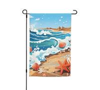 Drapeau de jardin 30,5 x 45,7 cm, double face pour printemps et été, bannière de jardin en coquillages et vagues, petit drapeau saisonnier pour les vacances et la décoration extérieure