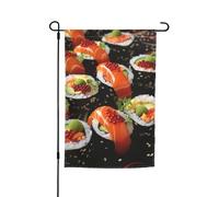 Drapeau de jardin 30,5 x 45,7 cm, double face pour printemps et été, bannière de jardin japonais, sushi crevettes, petit drapeau saisonnier pour les vacances et l'extérieur