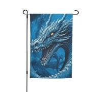 Drapeau de jardin 30,5 x 45,7 cm, double face pour printemps et été, bannière de jardin motif dragon, bleu froid, petit drapeau saisonnier pour les vacances, décoration extérieure