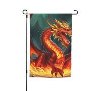 Drapeau de jardin 30,5 x 45,7 cm, double face pour printemps et été, bannière de jardin Roi dragon dans le feu, petit drapeau saisonnier pour les vacances et la décoration extérieure