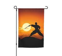 Drapeau de jardin 30,5 x 45,7 cm, double face pour printemps et été, bannière de jardin, silhouette de karaté, petit drapeau saisonnier pour les vacances et l'extérieur
