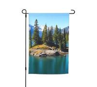 Drapeau de jardin 30,5 x 45,7 cm, double face pour printemps et été, bannière de jardin Spirit Island dans le lac, petit drapeau saisonnier pour les vacances, décoration extérieure
