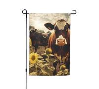Drapeau de jardin 30,5 x 45,7 cm, double face pour printemps et été, bannière décorative 3D animal vache marron, petit drapeau saisonnier pour les vacances et l'extérieur