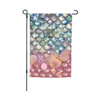 Drapeau de jardin 30,5 x 45,7 cm, double face pour printemps et été, bannière décorative avec perles fantaisie, écailles de sirène, petit drapeau saisonnier, décoration extérieure