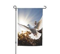 Drapeau de jardin 30,5 x 45,7 cm, double face pour printemps et été, bannière décorative blanche colombe volant au soleil, petit drapeau saisonnier pour les vacances et la décoration extérieure