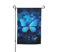 Drapeau de jardin 30,5 x 45,7 cm, double face pour printemps et été, bannière décorative bleue, beau papillon, petit drapeau saisonnier pour les vacances, décoration extérieure