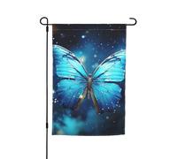 Drapeau de jardin 30,5 x 45,7 cm, double face pour printemps et été, bannière décorative bleue, papillon étoilé, petit drapeau saisonnier, vacances, décoration extérieure